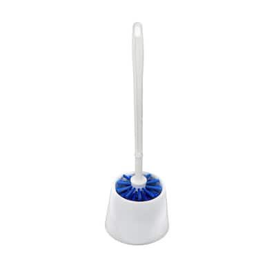 16 in. Plastic Toilet Bowl Brush and Holder (2-Pack)