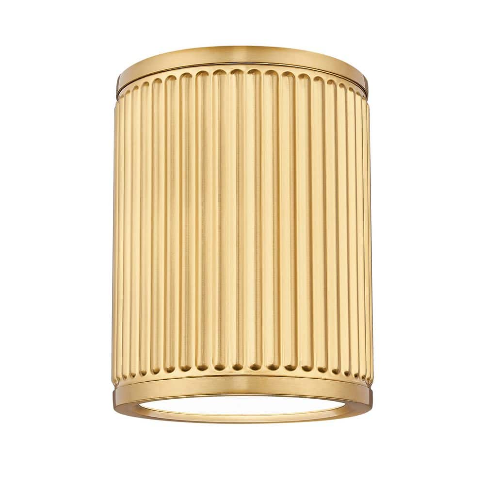 Stari 6.25 in. Modern Gold Integrated LED 1 Light Flush Mount with Frosted 