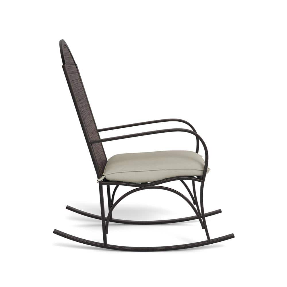 Garden Rocker Oiled Copper Metal Chair with Off-White Cushion