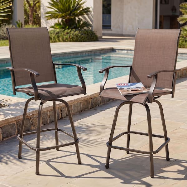 Nuu Garden 2-Piece Steel Outdoor Swivel High Bar Stools DB137J-02