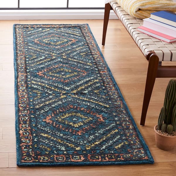 Aspen 2 ft. x 5 ft. Rust/Green Border Diamond Runner Rug