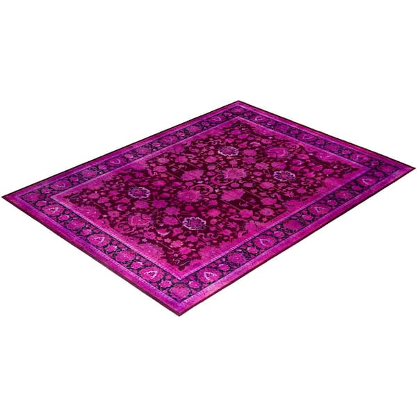 Overdyed Pink 9 ft. x 12 ft. Solid Wool Indoor Area Rug