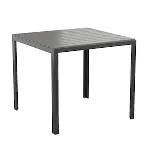 TAYLOR + LOGAN 32 in. Square Black Resin with Metal Frame Table 