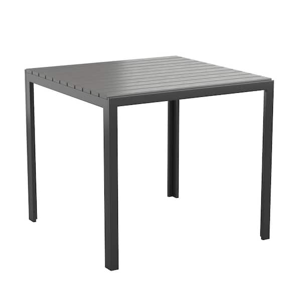 TAYLOR + LOGAN 32 in. Square Black Resin with Metal Frame Table (Seats 4)