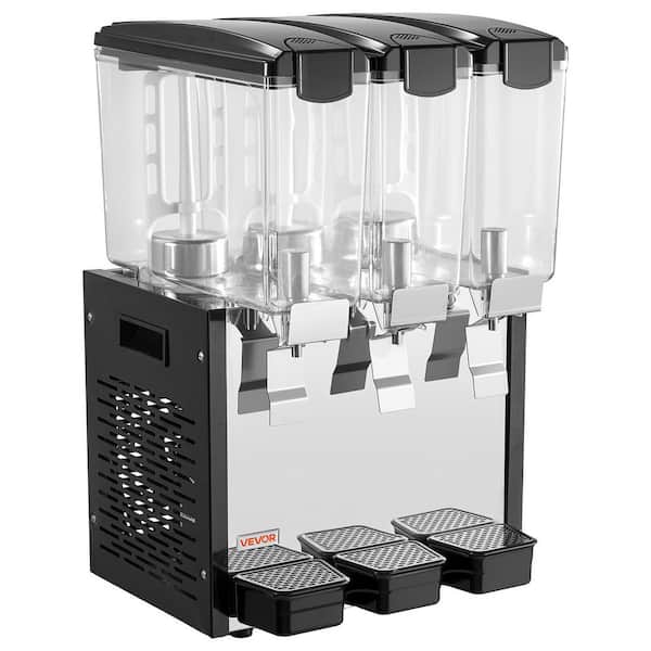 Commercial Beverage Dispenser 3 Tanks 10 L / 10.6 QT. Per Tank, Stainless Steel, with 45℉ to 54℉ Cooling Temperature