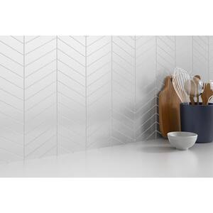 Concept White 8.35 in. x 12.4 in. Chevron Semi-gloss Glass Mosaic Tile (0.719 sq. ft./Each)