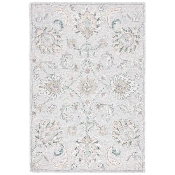SAFAVIEH Glamour Light Blue/Ivory 5 ft. x 8 ft. Border Floral Area Rug