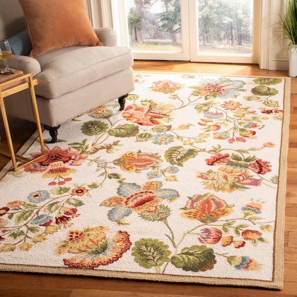 Chelsea Ivory 5 ft. x 8 ft. Floral Gradient Solid Area Rug