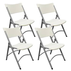 Banquet Folding Powder-coated Steel Indoor & Outdoor Dining Chair in White Set of 4