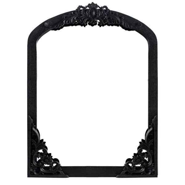 Lirago Rustic Arched 28 in. W x 39 in. H Solid Wood Framed DIY Carved Wall Mirror