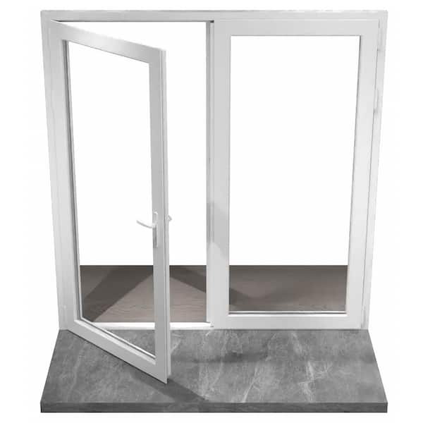 ERIS 72 in. x 80 in. Mat White Right Swing/Outswing Aluminum French Patio Door with Aluminum Frame and Lockset