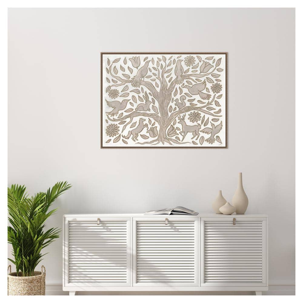 Nordic Critter Tree Beaded Framed Canvas Wall Art