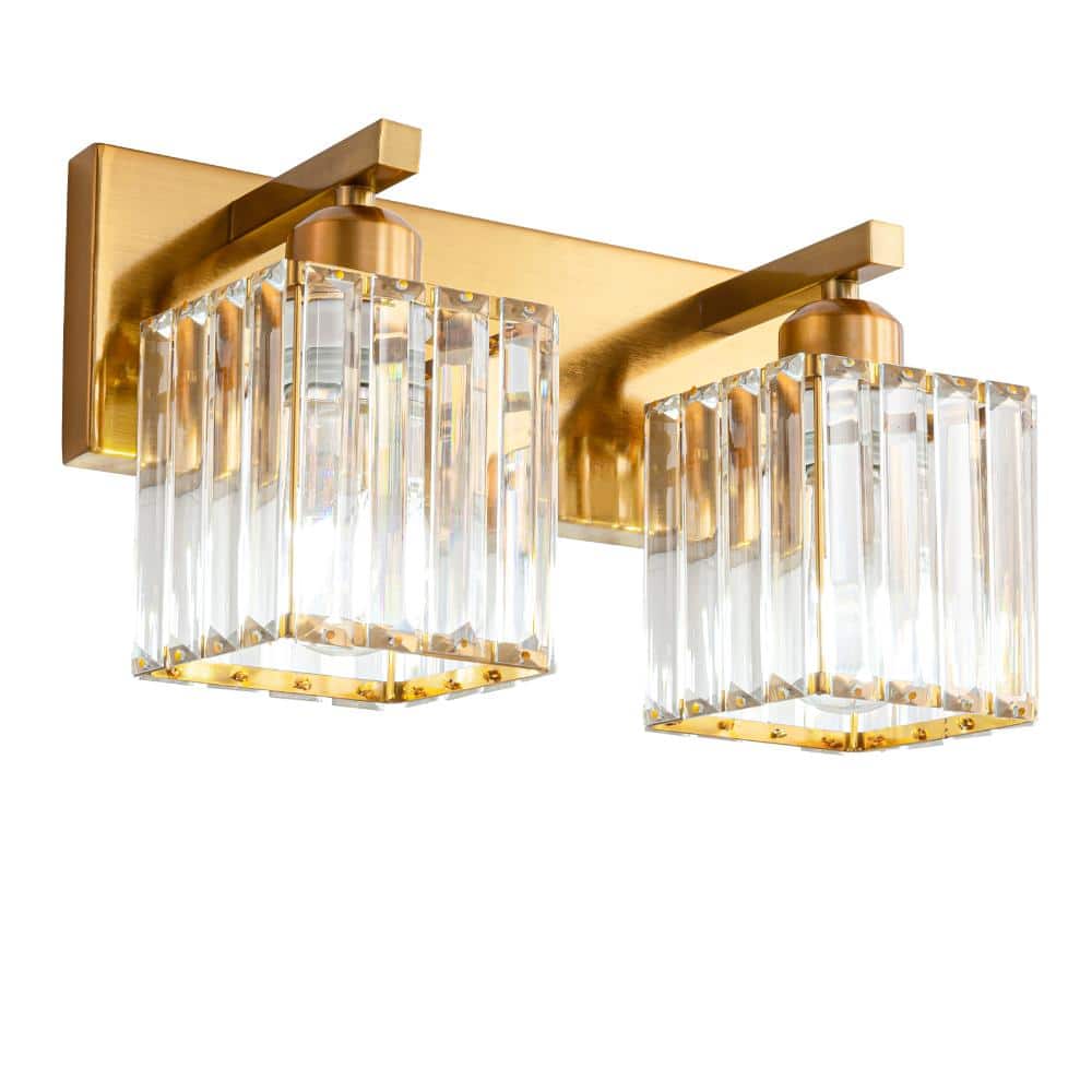 12.59in 2-Lights Gold Crystal Vanity Lights Over Mirror for Bathroom price history on PriceWatchPro