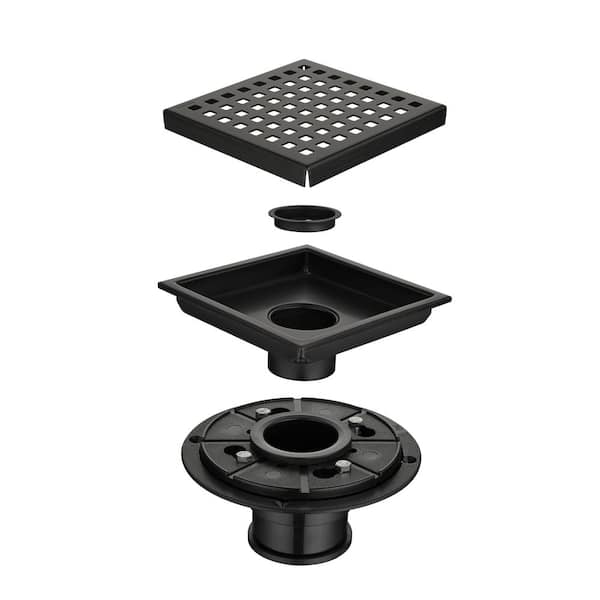 GIVING TREE 6 in. x 6 in. Stainless Steel Square Shower Drain with Mesh in  Matte Black HDBT-ZG0126 - The Home Depot