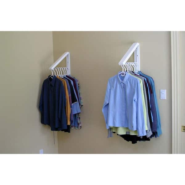 InstaHANGER White ABS Plastic Collapsible Wall Mounted Clothes Hanging  System AH12/M - The Home Depot