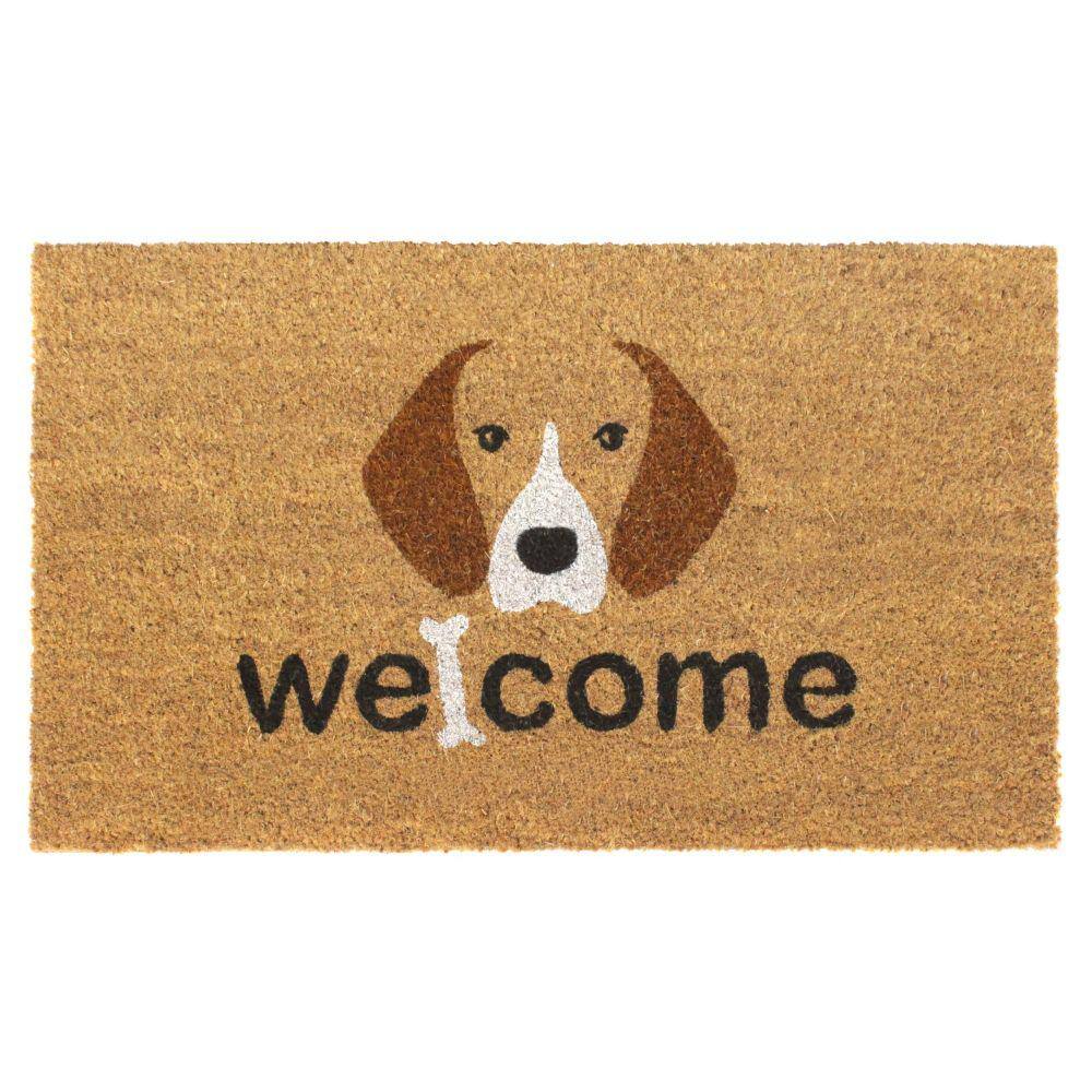 RugSmith Black Welcome Dog and Bone 18 in. x 30 in. Doormat DM8267 ...