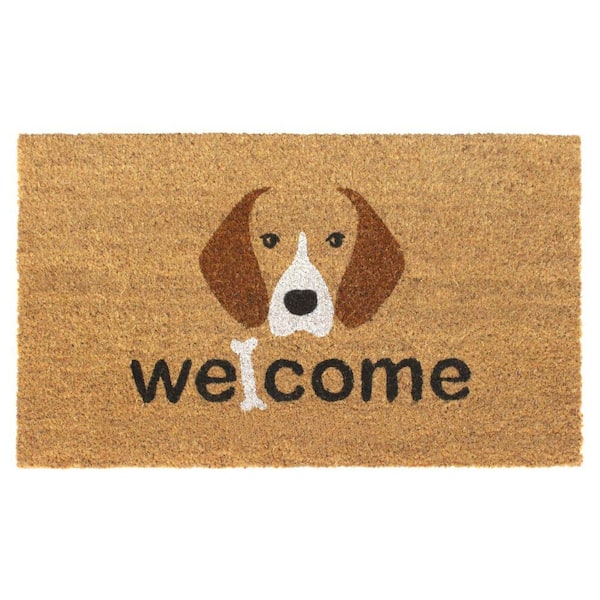 RugSmith Black Welcome Dog and Bone 18 in. x 30 in. Doormat