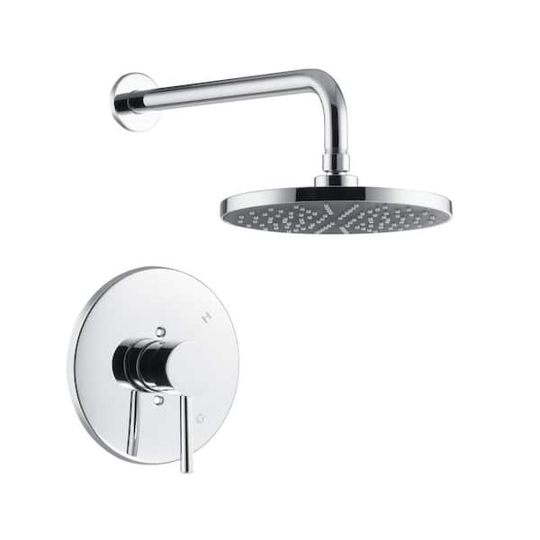 Ultra Faucets Kree Single Handle 1-Spray Shower Faucet 1.8 GPM with Pressure Balance, Anti Scald in Polished Chrome (Valve Included)