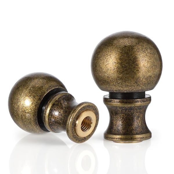 Spherical Top 1.4 in. Antique Bronze Aluminum Alloy Lamp Finial Set Lamp Shade Screw Caps for Table and Floor Lamps