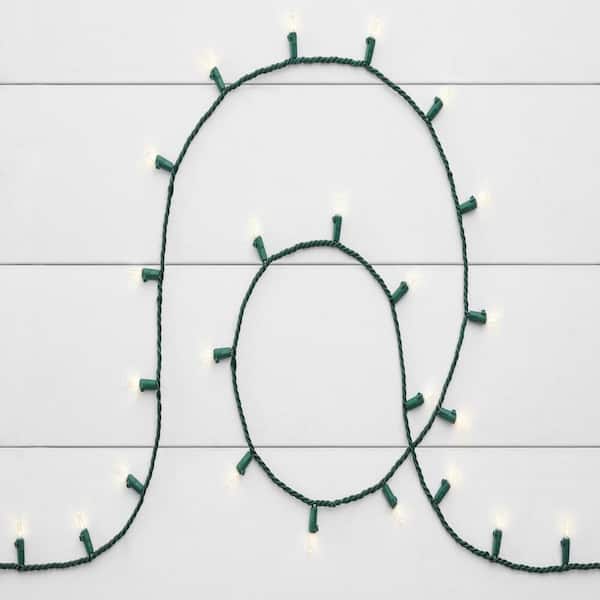 100 Warm White Mini LED String Lights with Green Wire