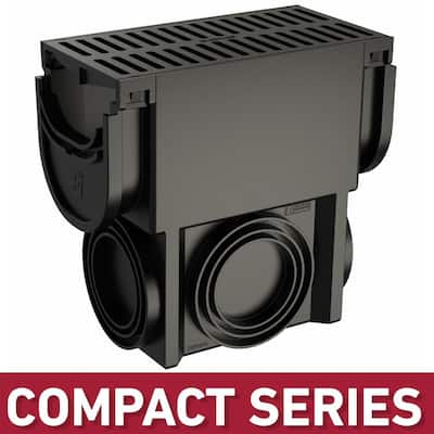 Compact Series Black Slim Drainage Pit and Catch Basin for 3.2 in. Modular Trench and Channel Drain Systems