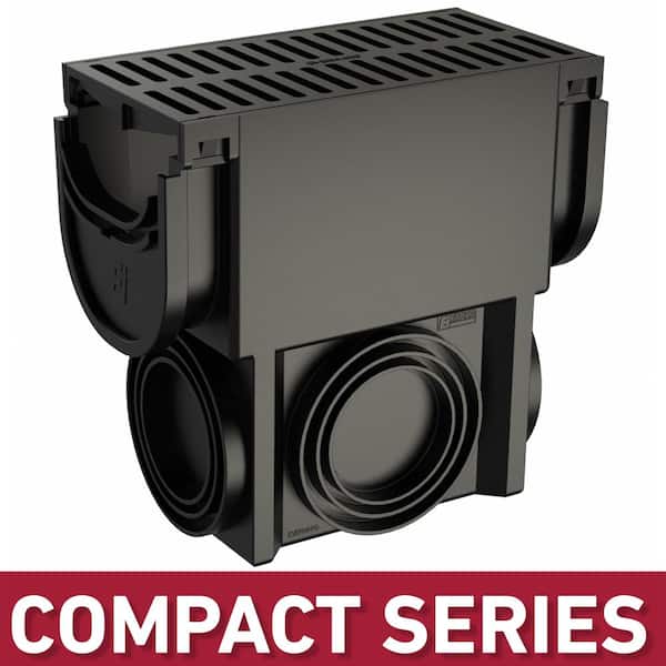 U.S. TRENCH DRAIN Compact Series Black Slim Drainage Pit and Catch Basin for 3.2 in. Modular Trench and Channel Drain Systems