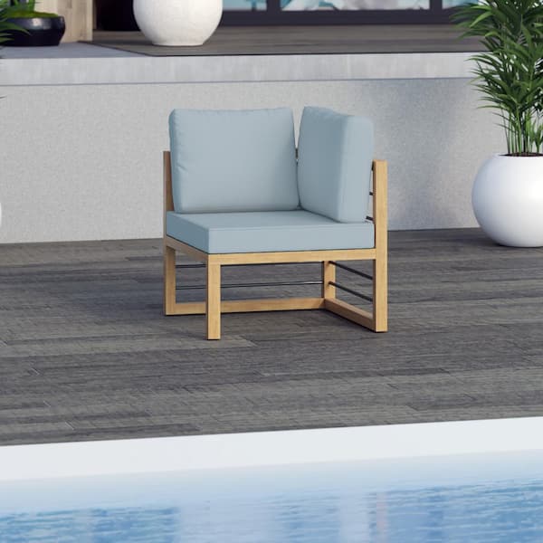 TK CLASSICS Aluminum Outdoor Sectional Corner Sofa Seat with Spa Blue Cushions