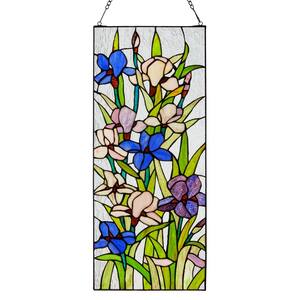 Spring Iris Multicolored Stained Glass Window Panel