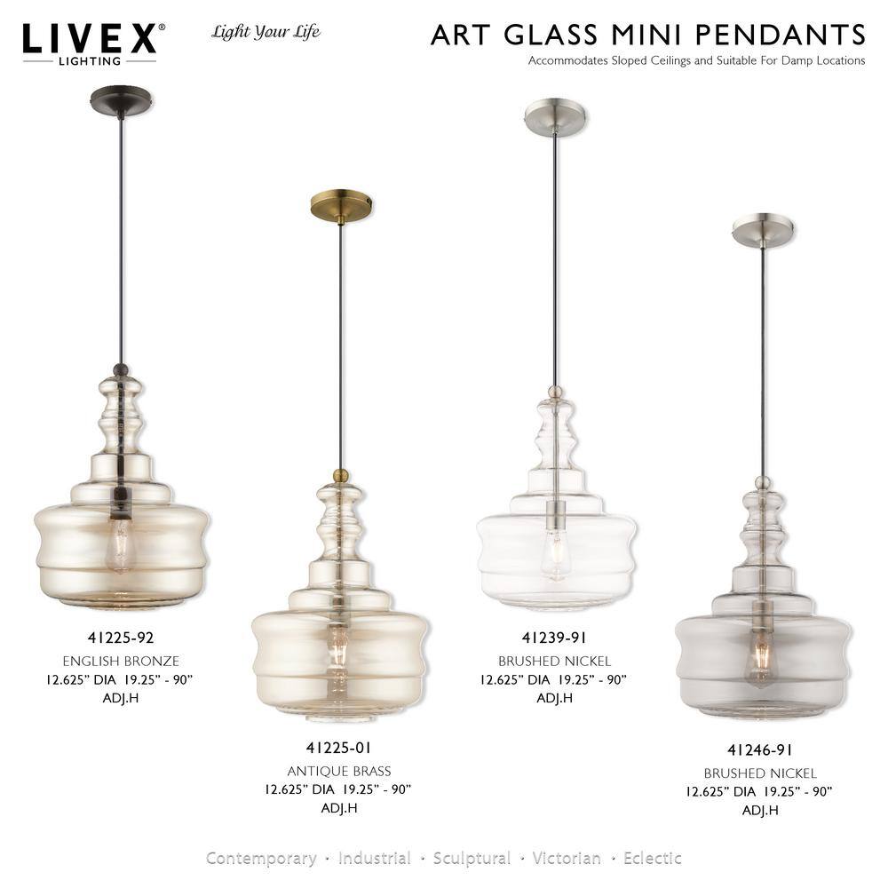 Champagne Glass Mini Pendant with Antique Brass Finish