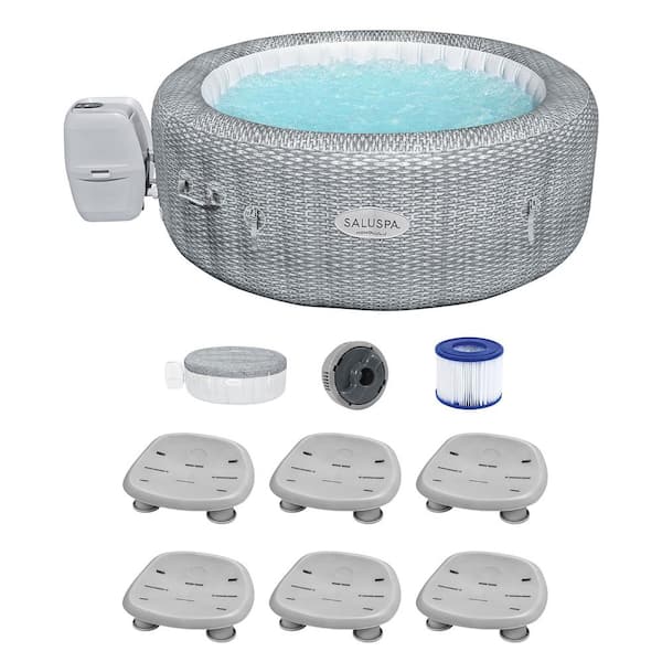 Bestway Honolulu 6-Person AirJet Inflatable Hot Tub with 6 Pack SaluSpa Spa Seat