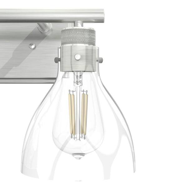 Hunter - Van Nuys 14.75 in. 2-Light Brushed Nickel Vanity-Light with Clear Glass Shades Bathroom Light