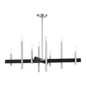 Denmark 8-Light Brushed Nickel with Black Accents Chandelier