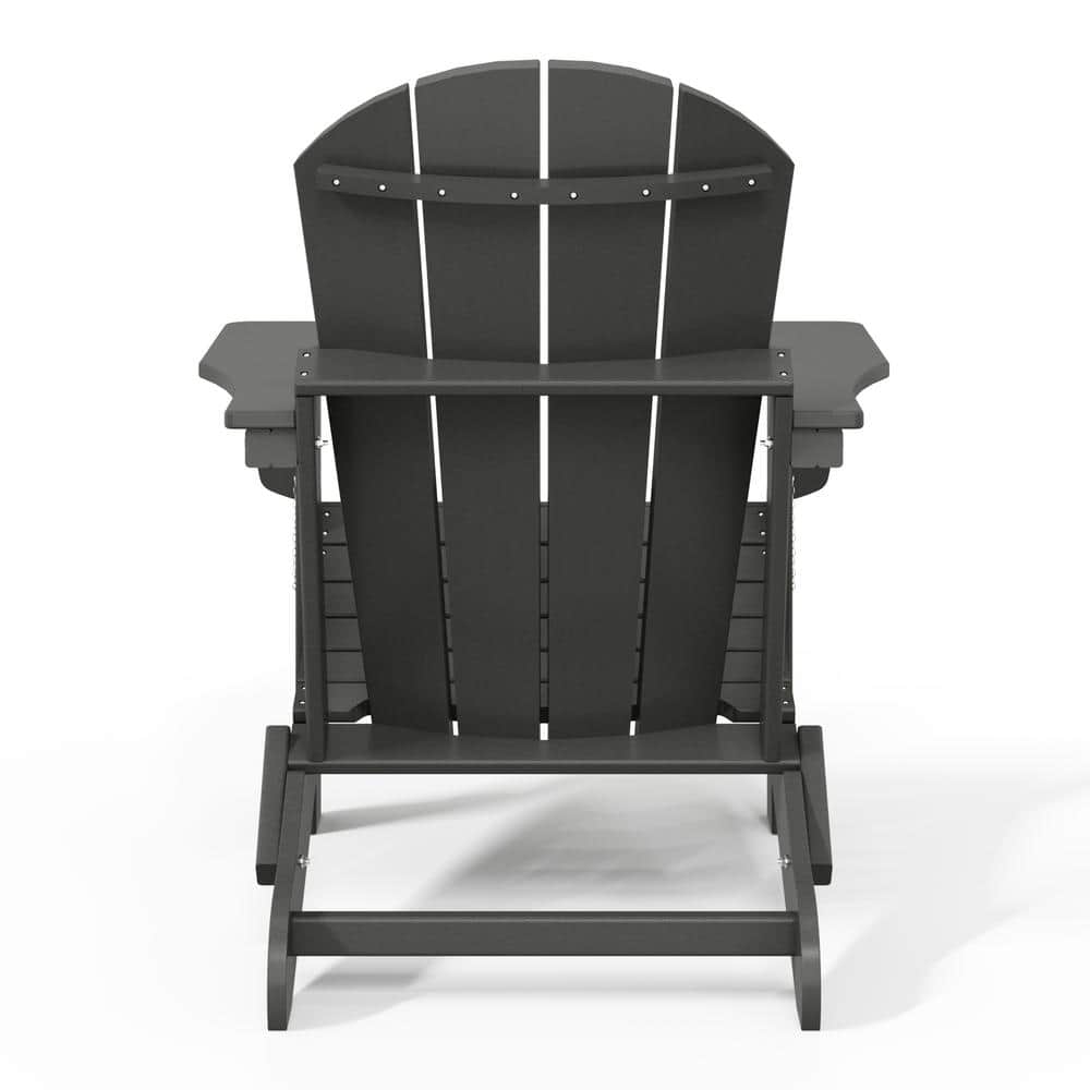 Laguna Fade Resistant Outdoor Patio HDPE Poly Plastic Classic Folding Adirondack Lawn Chair in Gray