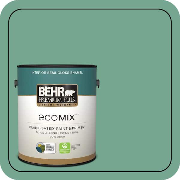 1 gal. #M420-5 Free Green Semi-Gloss Enamel EcoMix Plant-Based Interior Paint & Primer