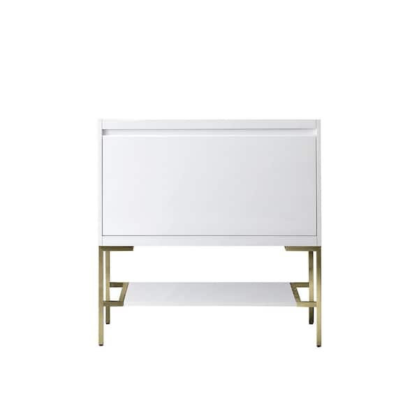 James Martin Vanities Mantova 35.4 in. W x 18.1 in. D x 35.4 in. H Single Bath Vanity Cabinet without Top in Glossy White