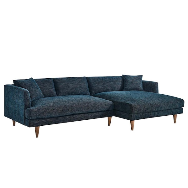 MODWAY Zoya 110 in. in Square Arm 2-piece Polyester Rectangle Sectional Sofa in. Heathered Weave Light Gray