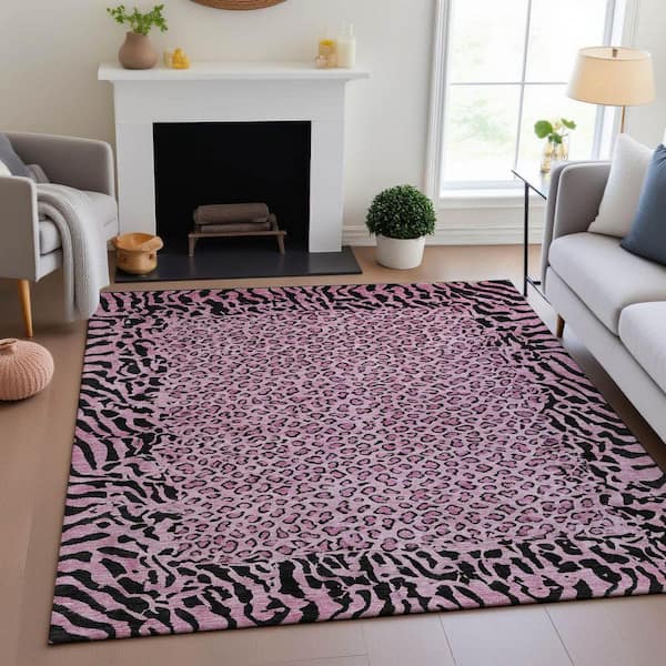 Mayfield Premium Machine Washable Abstract AMF1230 Pink 3 ft. x 4 ft. Area Rug