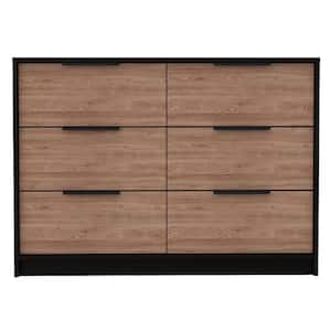 Jordan 6-Drawer Black Wengue Pine Chest of Drawers 30.5 in. H x 42.1 in. W x 16.2 in. D