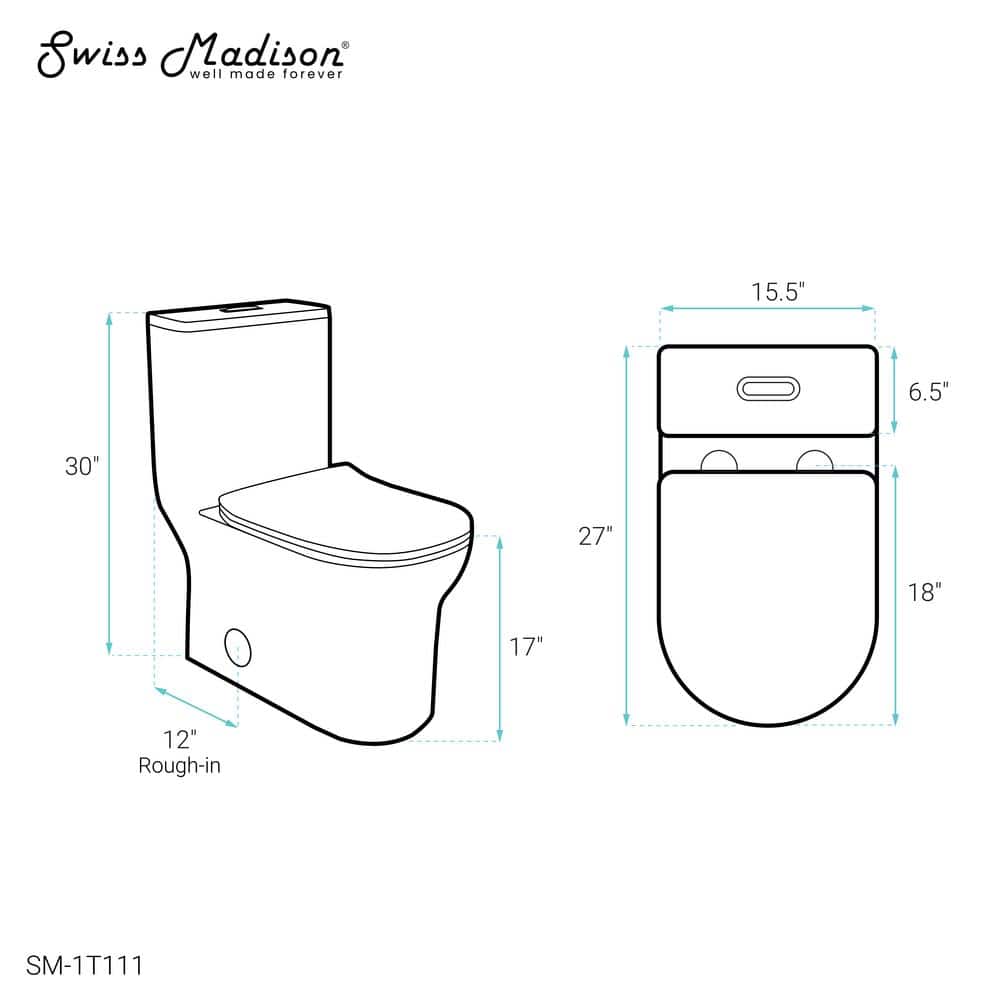 Glossy White High Efficiency Dual Flush One-Piece Elongated Toilet