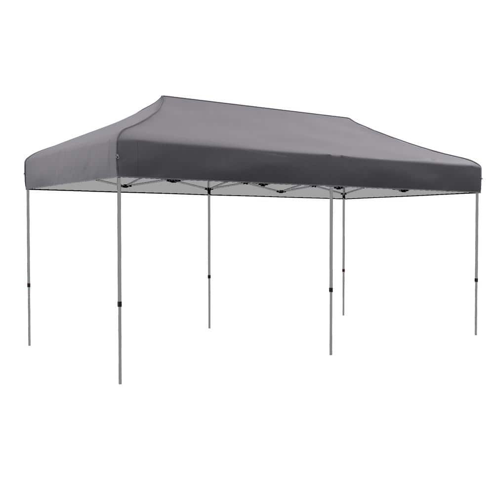 10 ft. x 20 ft. Grey Pop-up Instant Canopy Tent, Sun Shelter with Adjustabl