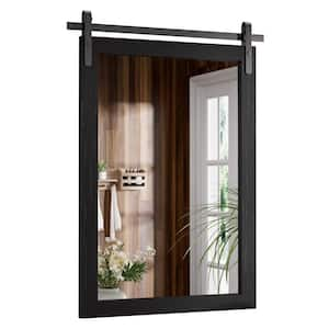 22 in. W x 30 in. H Medium Rectangular Mirror Wood Framed Wall Mounted Mirrors Bathroom Vanity Mirror in Matte Black