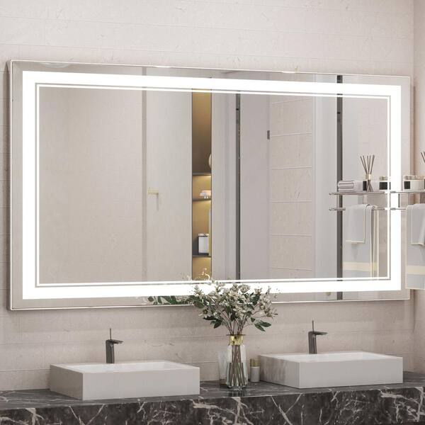 KeonJinn 40 in. W x 24 in. H Rectangular Frameless Anti-Fog LED Wall ...