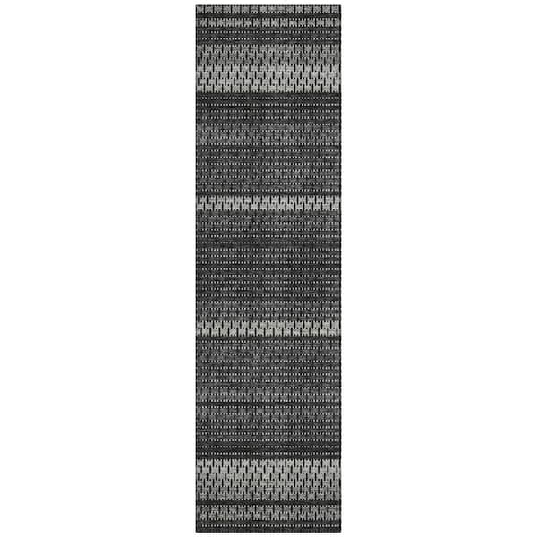 Chantille Machine Washable Indoor/Outdoor Abstract ACN2427 Black 2 ft. x 7 ft. Runner Rug