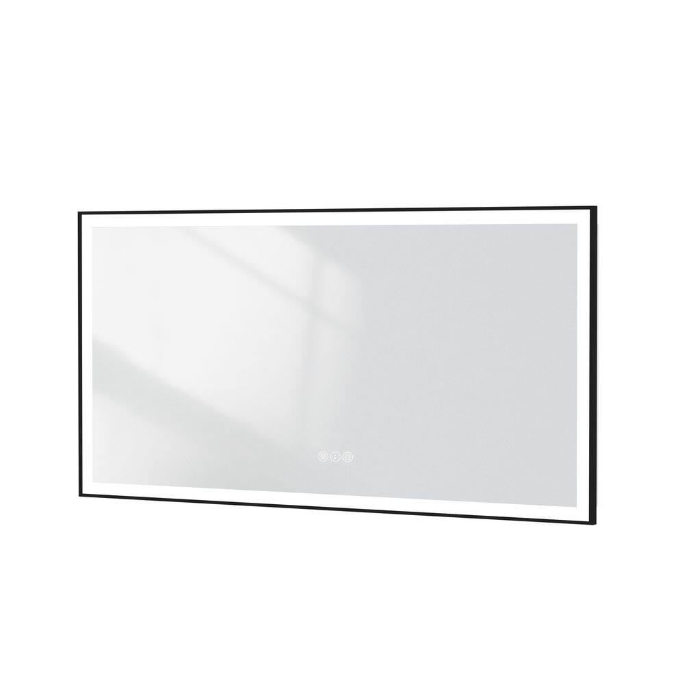 72 in. W x 36 in. H Rectangular Aluminum Framed Backlit and Front light LED Wall Mounted Bathroom Vanity Mirror in Black price history on PriceWatchPro
