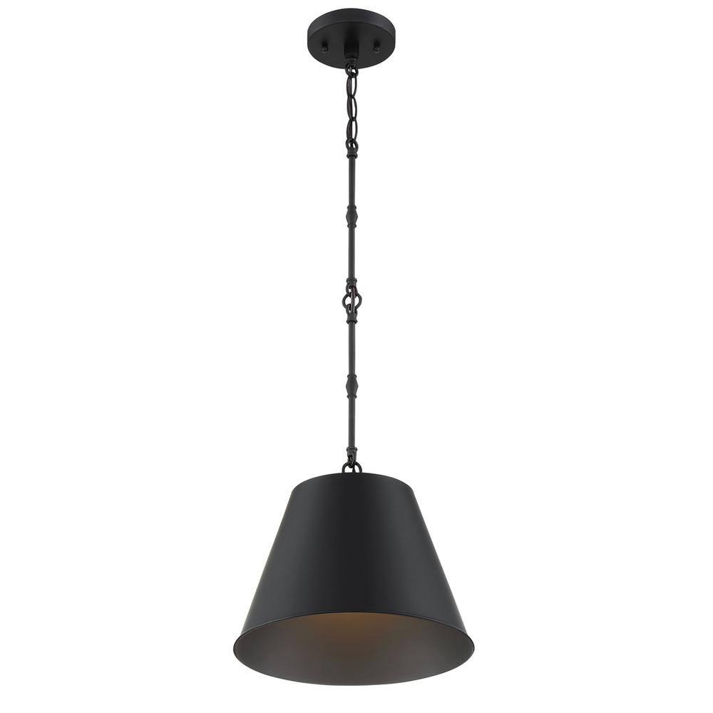 Alden Matte Black Bowl Pendant Light with Nickel Accents