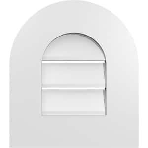 14 in. x 16 in. Round Top Surface Mount PVC Gable Vent: Functional with Standard Frame