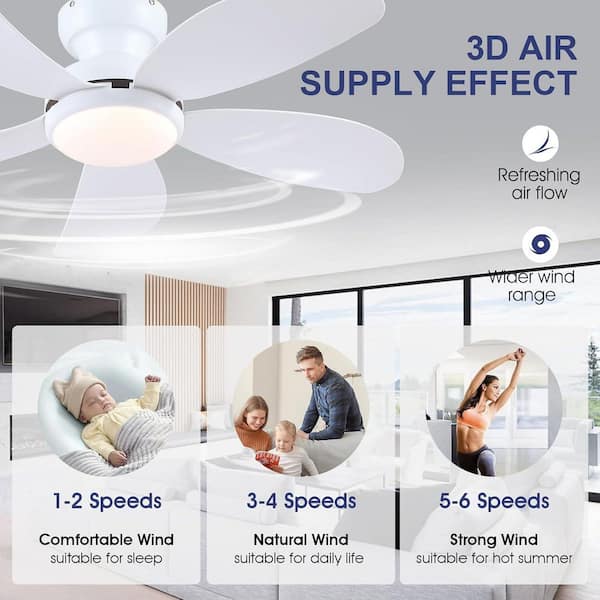 Kviflon 42 in. Indoor/Outdoor Modern White Ceiling Fan with