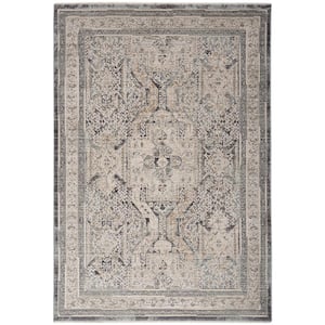 Lynx Ivory Charcoal 5 ft. x 8 ft. All-Over Design Transitional Area Rug