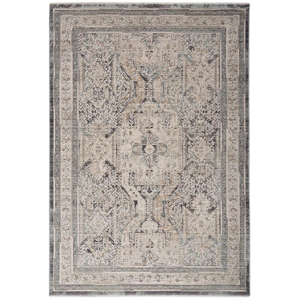 Nourison Lynx Ivory Charcoal 5 ft. x 8 ft. All-Over Design Transitional Area Rug