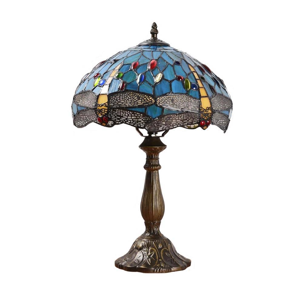 Latepis Decorative 18.1 in. Multi-Colored Tiffany-Style Table Lamp